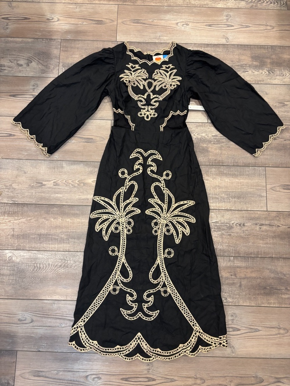 Farm Rio x Anthropologie Long Sleeve Cutout Embroidered Midi Dress - Picture 3 of 7